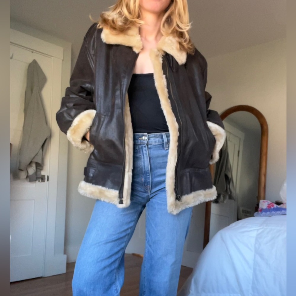 XOXO leather fur coat
